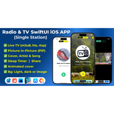 Alternative view of Radio & TV SwiftUI APP, Radio iOS and TV iOS 18, Live TV (Single Station)